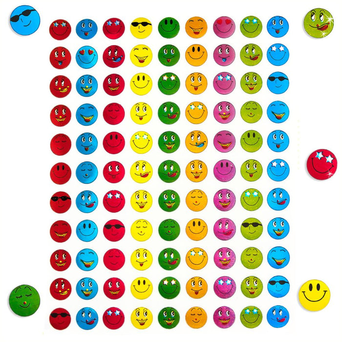 990 Smiley Sticker Aufkleber Face Lächeln Smily - metallic look bunt