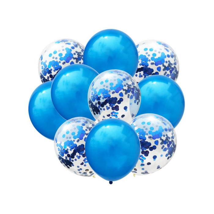 Konfetti Luftballon Set 10 Stk. Geburtstag Hochzeit Baby Shower blau