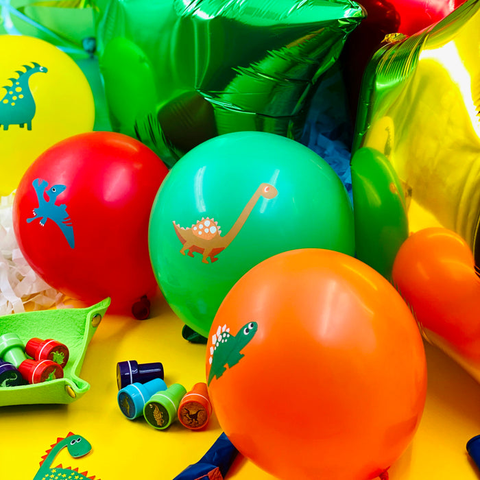 10 Dino Luftballons für Kinder Geburtstag Motto Party Schuleinführung Dinosaurier Ballons Farbmix